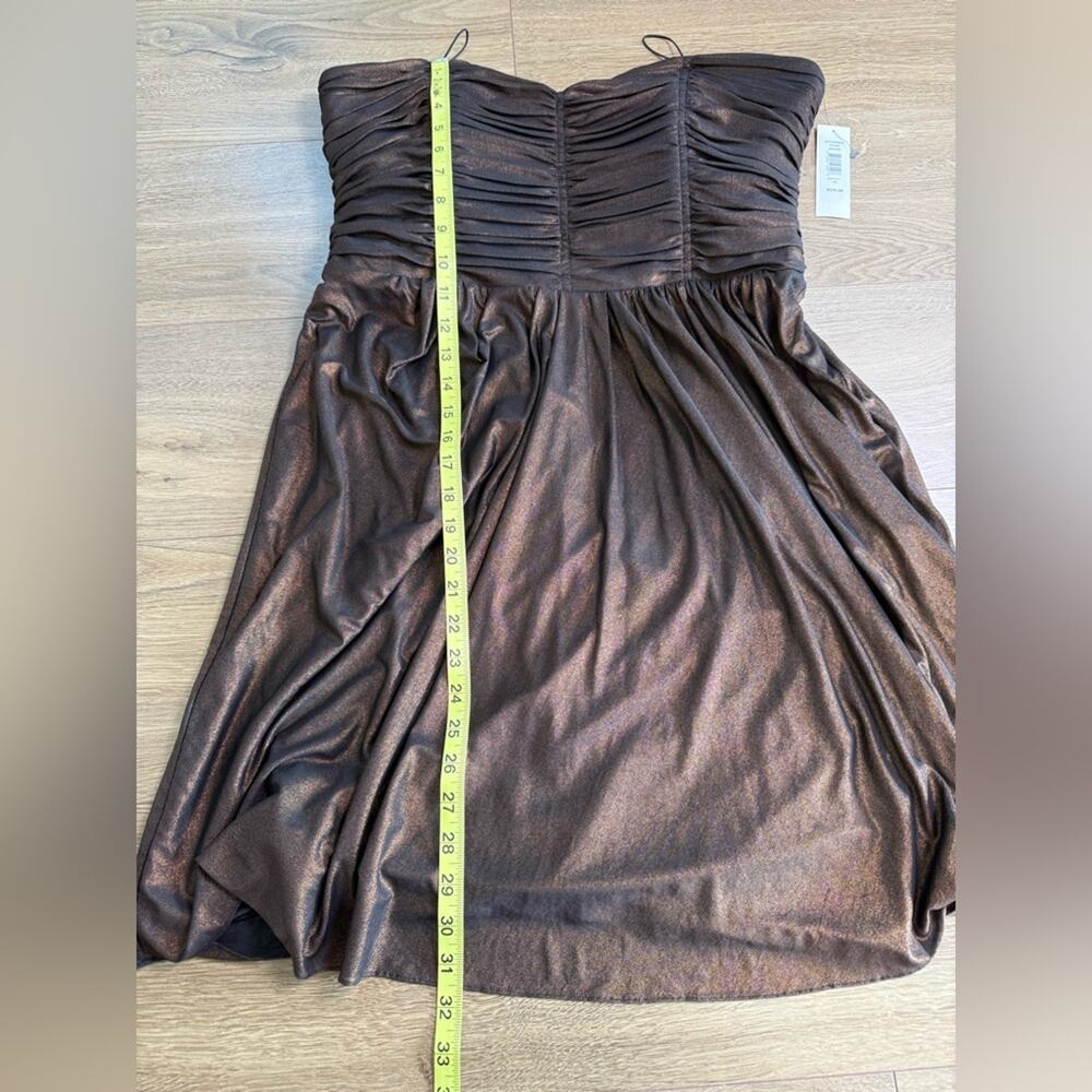 NWT Badgley Mischka Collection Bronze Ruched Strapless Cocktail Dress Size 16 - Picture 8 of 10